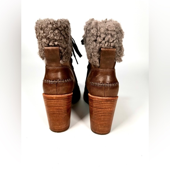 UGG JAXON SUEDE CUFF LACE UP SHEARLING BOOTS - Picture 3 of 12